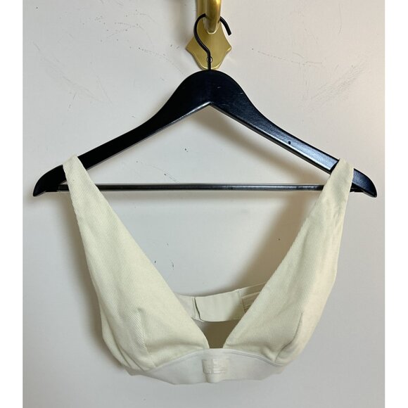 SKIMS Stretch Cotton Rib Plunge Bralette in Bone Size X-Large - Picture 3 of 6